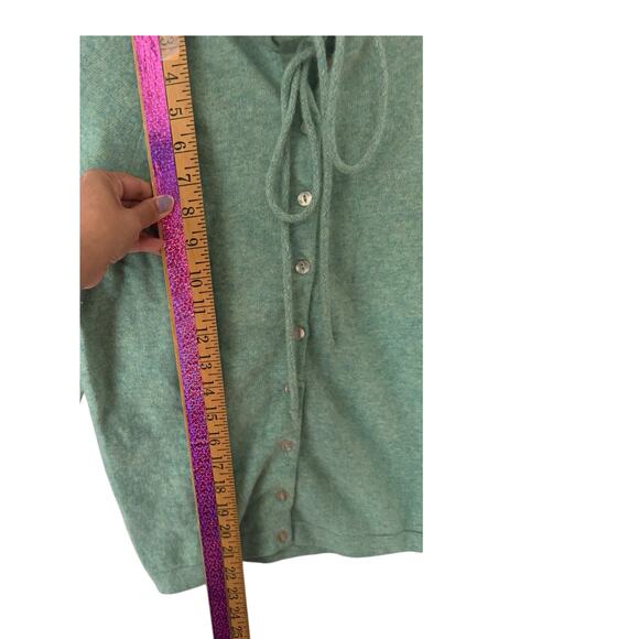 Vintage Stefano WPL 3156 Wool Blend Cardigan Aqua Blue Ruffle Neck - Picture 5 of 6